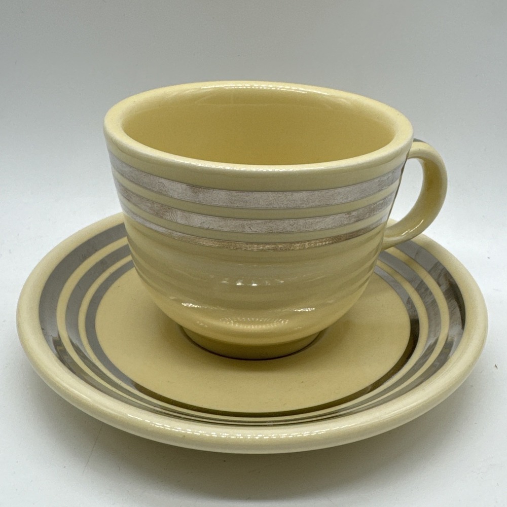Homer Laughlin Fiesta HLCCA 2018 Platinum Stripe Cup and Saucer Set